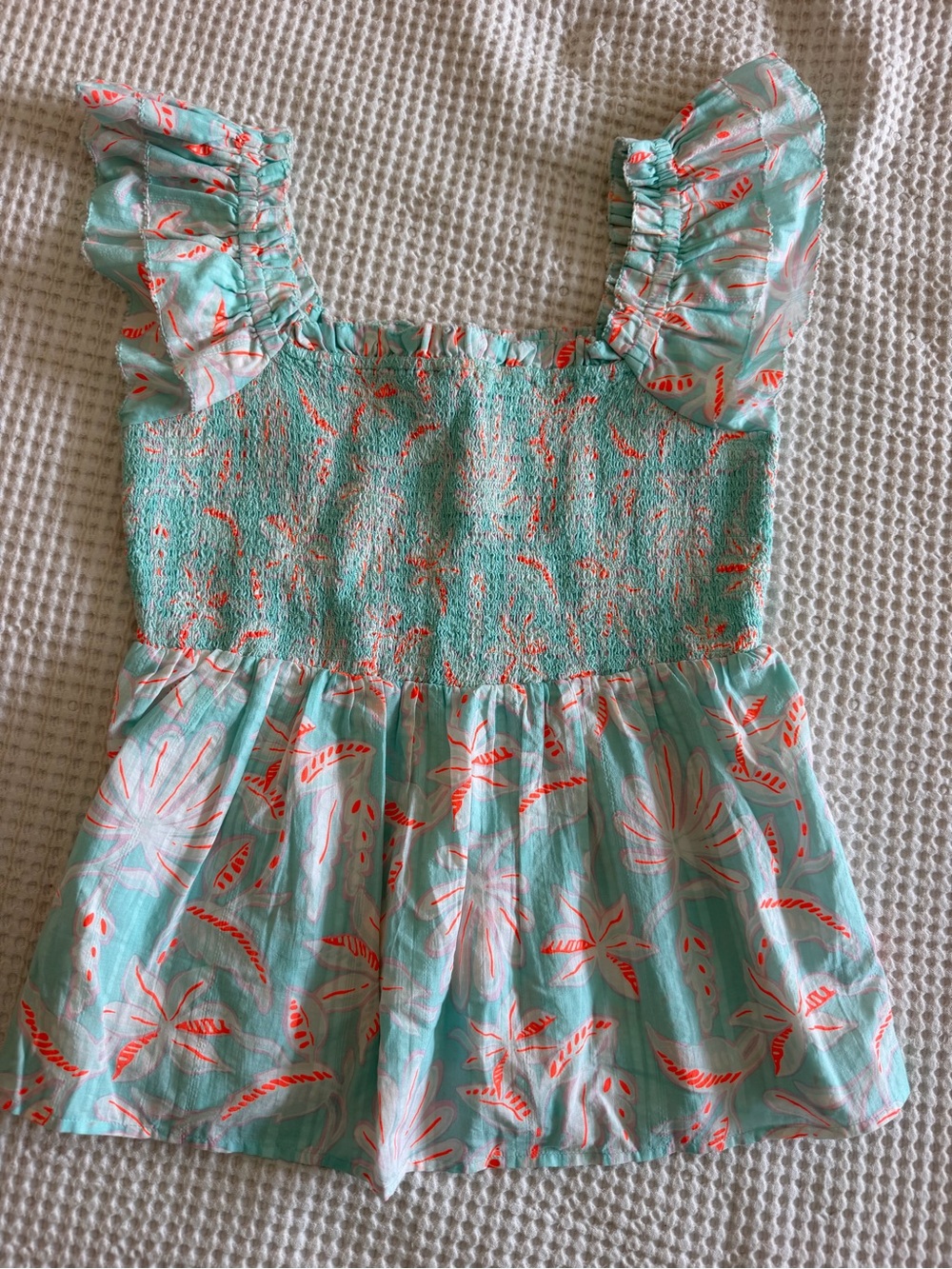 Vineyard Vines Cay Floral Print Smocked Top